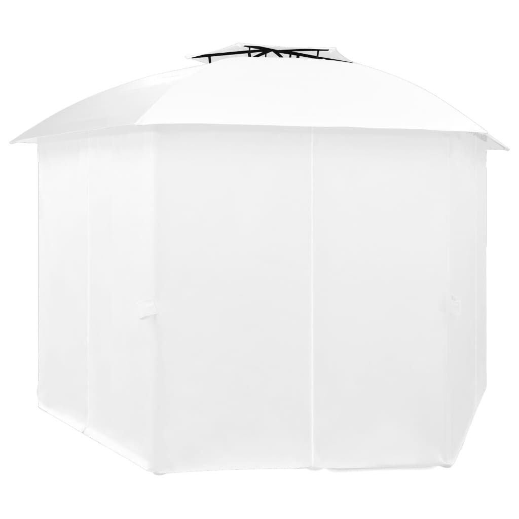 vidaXL Κιόσκι Κήπου με Κουρτίνες Λευκό 360 x 312 x 265 εκ. 180 γρ/μ²