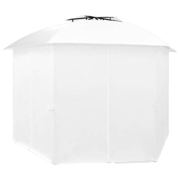 vidaXL Κιόσκι Κήπου με Κουρτίνες Λευκό 360 x 312 x 265 εκ. 180 γρ/μ²