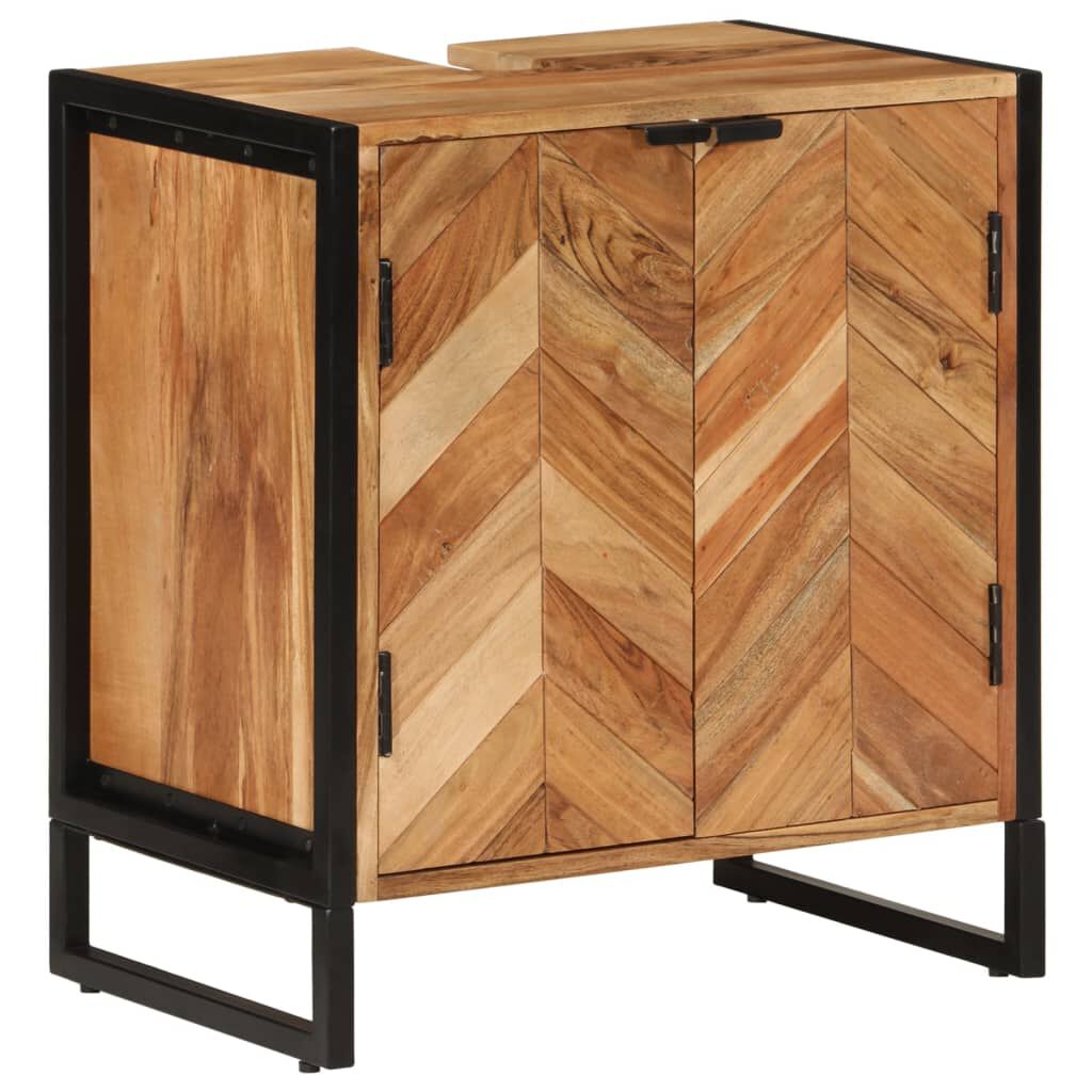 vidaXL Ντουλάπι Μπάνιου Επιτοίχιο 55x35x60 εκ. Μασίφ Ακακία/Σίδερο