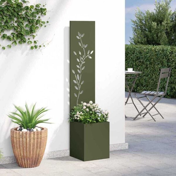 vidaXL Οθόνη Ιδιωτικότητας Κήπου Floral Λαδί 32 x 140 εκ.
