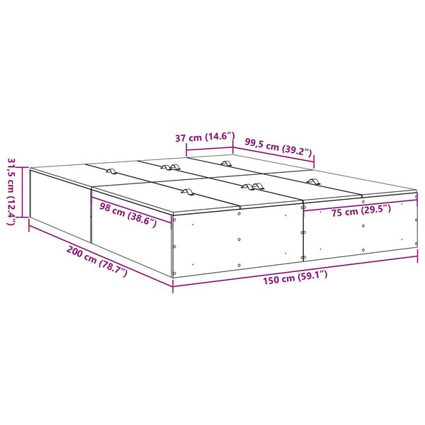 VidaXL Κρεβάτι Αποθηκευτικό Λευκό 150x200 εκ.
