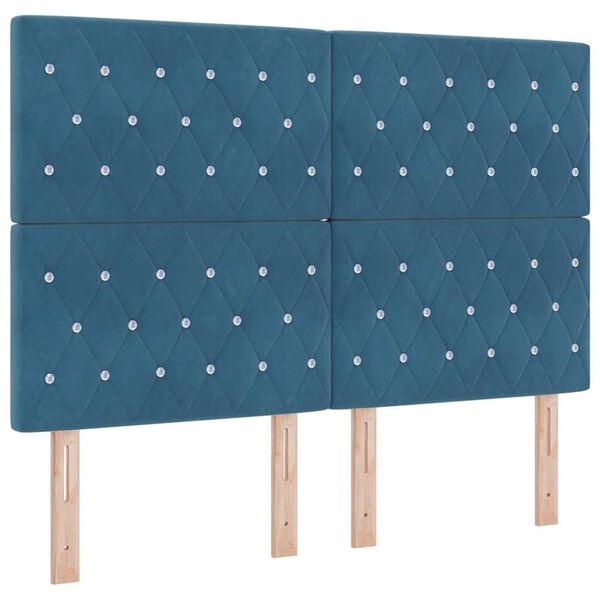 vidaXL Κρεβάτι Box Spring LED με Στρώμα Μπλε 140 x 190 cm Βελούδο