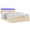 vidaXL Οθωμανικό κρεβάτι με στρώμα & LEDs Cream 140x200 cm Ύφασμα