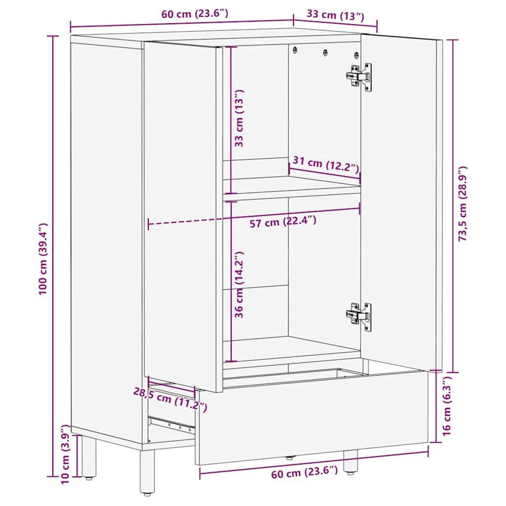 vidaXL Υψηλό γραφείο με ράφι Καφέ 60 x 33 x 100 εκ. Μασίφ ξύλο ακακίας