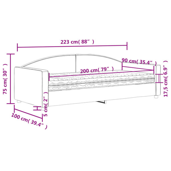 vidaXL Καναπές Κρεβάτι με Στρώμα Ανοιχτό Γκρι 90 x 200 εκ. Υφασμάτινο