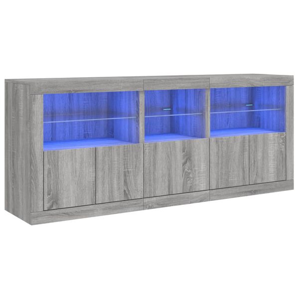 vidaXL Μπουφές με LED Γκρι Sonoma 162x37x67 εκ.