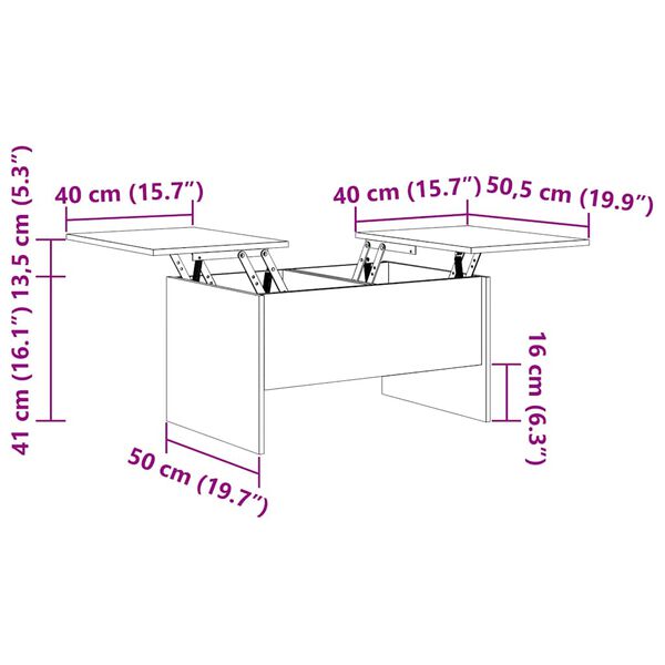 vidaXL Τραπεζάκι Σαλονιού Καπνιστή Δρυς 80x50x42,5εκ. Επεξεργασμ. Ξύλο
