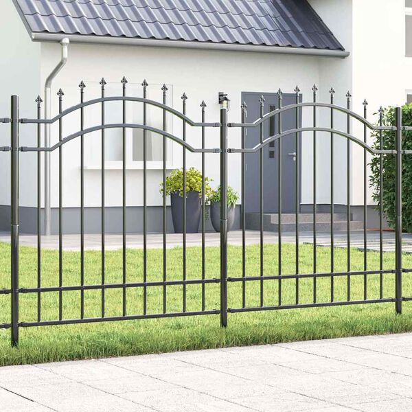 vidaXL Φράχτης Κήπου Γκρι 215 cm Ατσάλι με Επικάλυψη Πούδρας