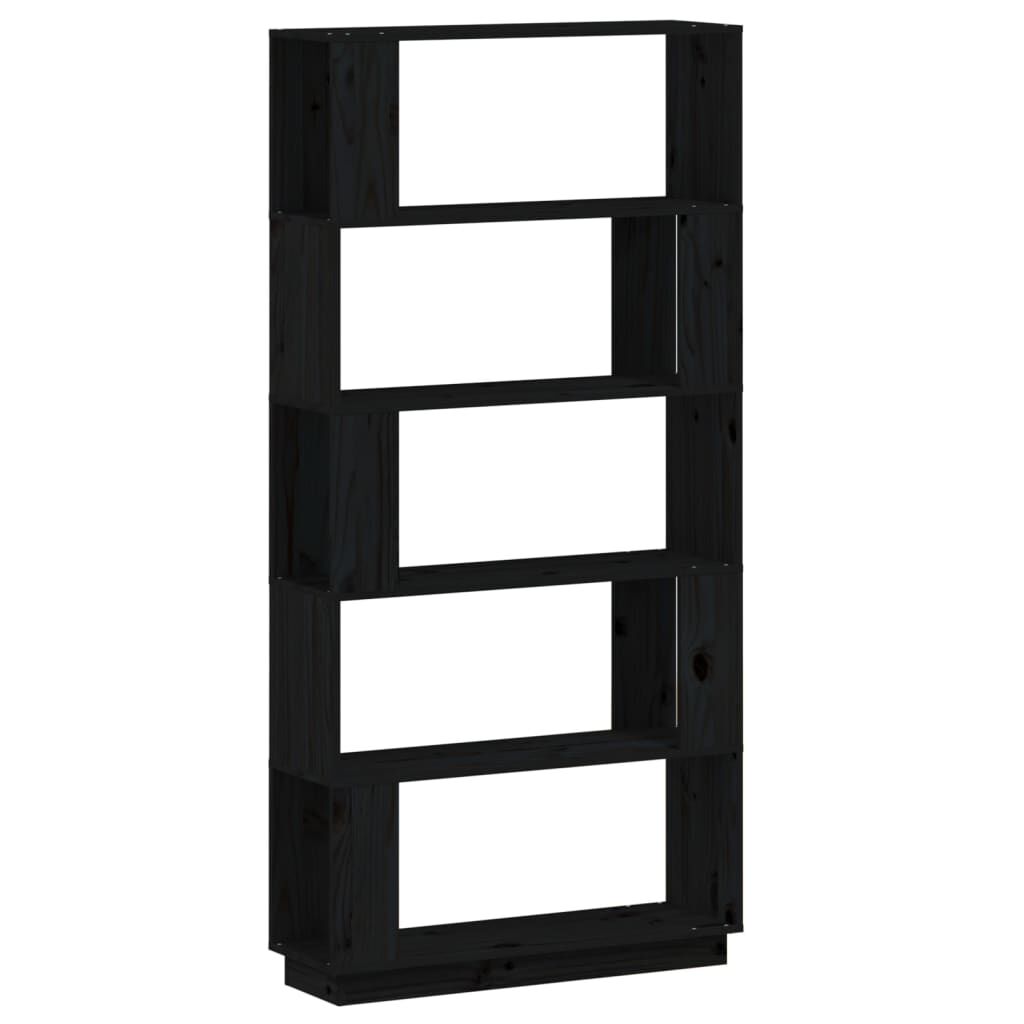 vidaXL Βιβλιοθήκη/Διαχωριστικό Χώρου Μαύρο 80x25x163,5 εκ. Μασίφ Πεύκο