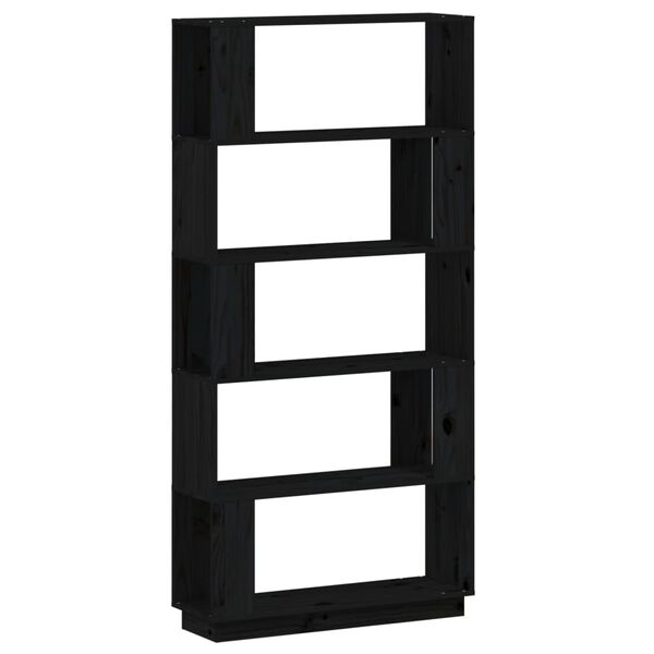 vidaXL Βιβλιοθήκη/Διαχωριστικό Χώρου Μαύρο 80x25x163,5 εκ. Μασίφ Πεύκο