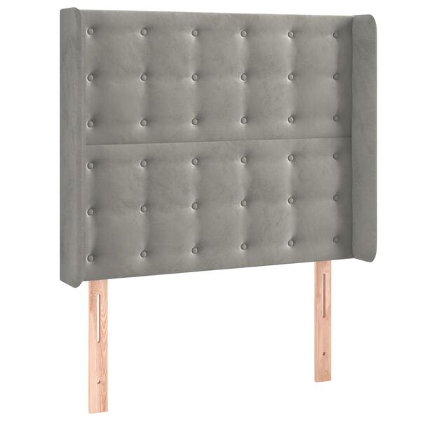 vidaXL Κεφαλάρι με Πτερύγια Ανοιχτό Γκρι 93x16x118/128 εκ. Βελούδινο