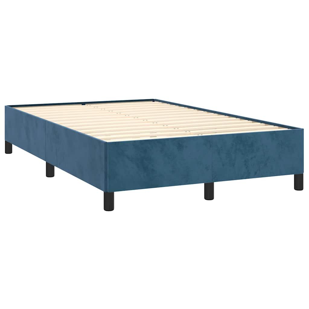 vidaXL Κρεβάτι Boxspring με Στρώμα & LED Σκ. Μπλε 120x190εκ. Βελούδινο