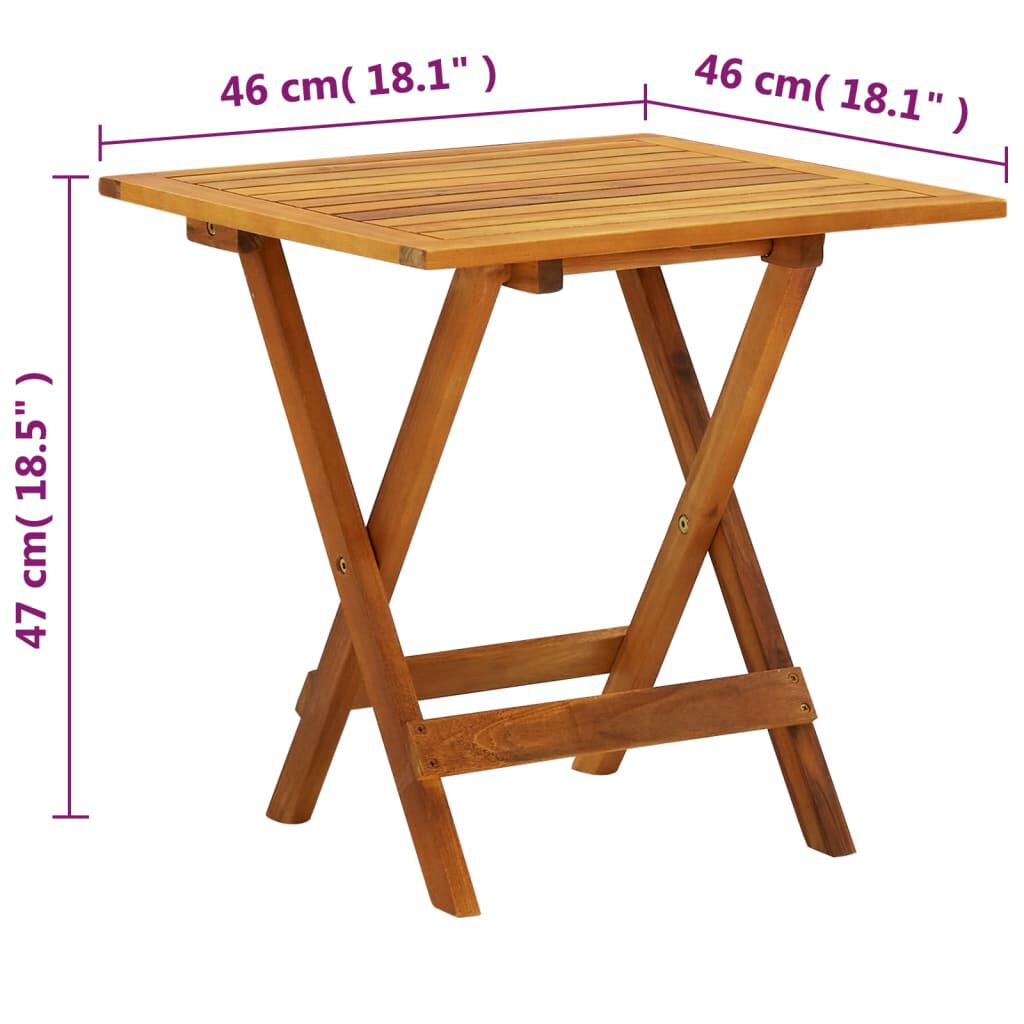vidaXL Τραπέζι Bistro 46 x 46 x 47 εκ. από Μασίφ Ξύλο Ακακίας