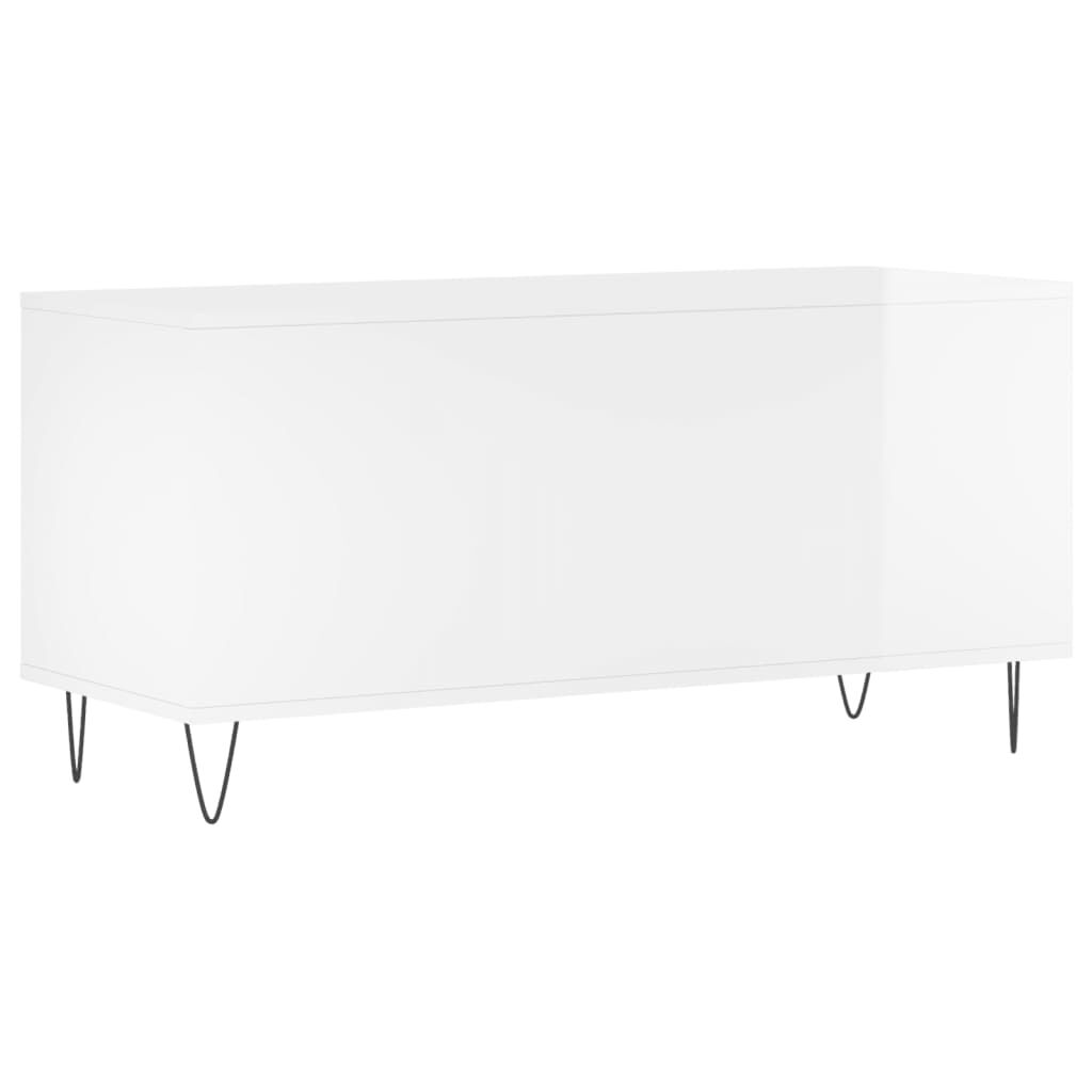 vidaXL Έπιπλο Δίσκων Γυαλ. Λευκό 100x38x48 εκ. από Επεξεργασμένο Ξύλο