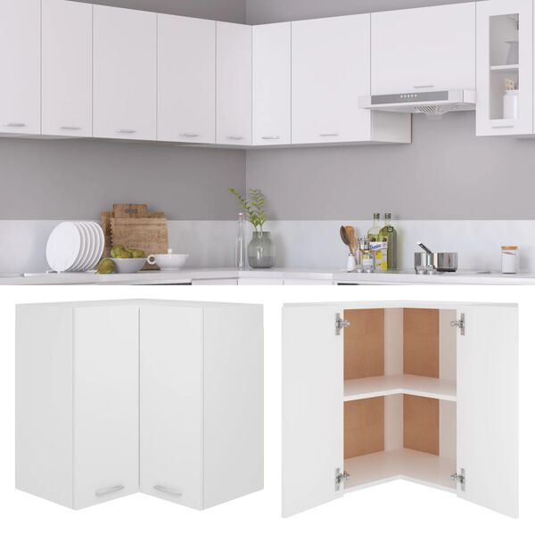 vidaXL Ντουλάπι Γωνία Κρεμαστό Lyon Λευκό 57x57x60 εκ. από Επεξ. Ξύλο