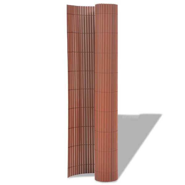 vidaXL Φράκτης Κήπου Διπλής Όψης PVC 150x500 εκ Καφέ