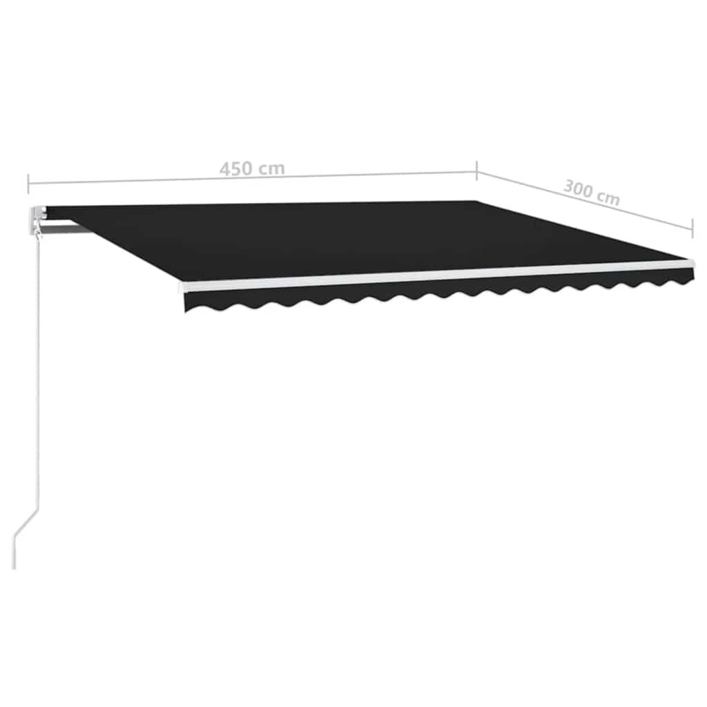 vidaXL Τέντα Αυτόματη με LED & Αισθητήρα Ανέμου Ανθρακί 450x300 εκ.