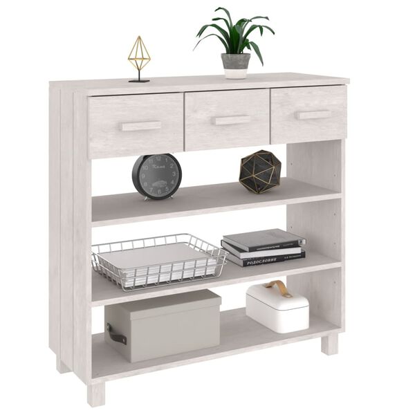 vidaXL Τραπέζι Κονσόλα HAMAR Λευκό 90x35x90 εκ. Μασίφ Ξύλο Πεύκου