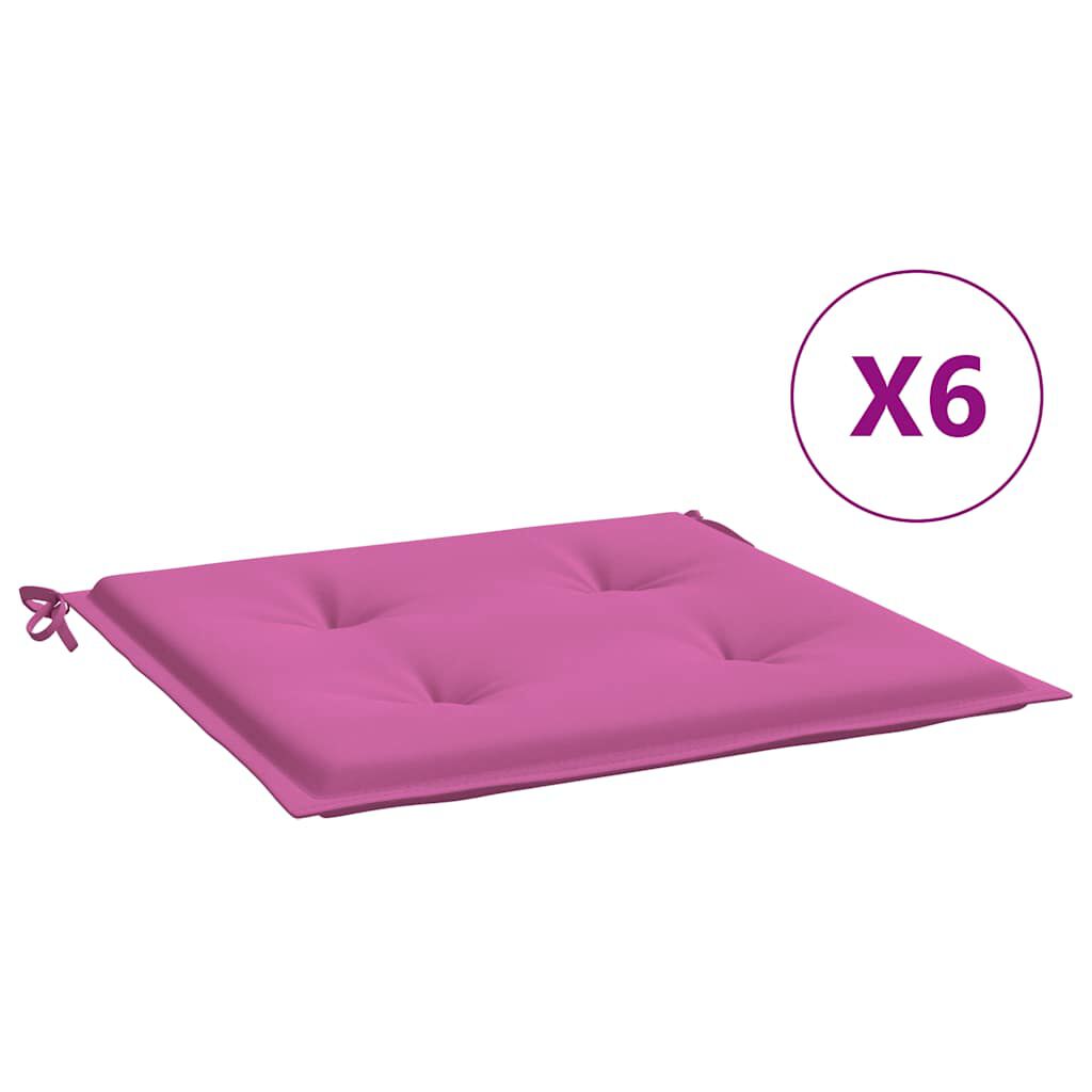 vidaXL Μαξιλάρια Καρέκλας Κήπου 6 τεμ. Ροζ 40x40x4 εκ. Υφασμάτινα