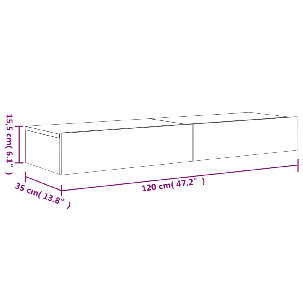 vidaXL Έπιπλα Τηλεόρασης με LED 2 τεμ. Καπνιστή Δρυς 60x35x15,5 εκ.