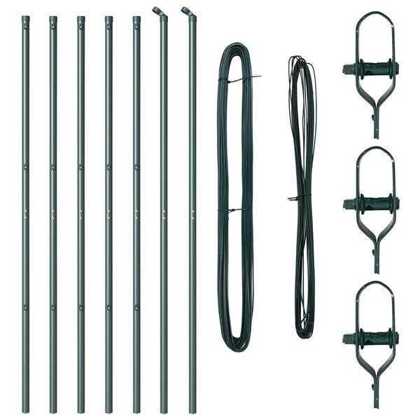 vidaXL Σετ Πόλων Φράχτη 7 pcs Πράσινο Ø32mm 160 εκ Μέταλλο