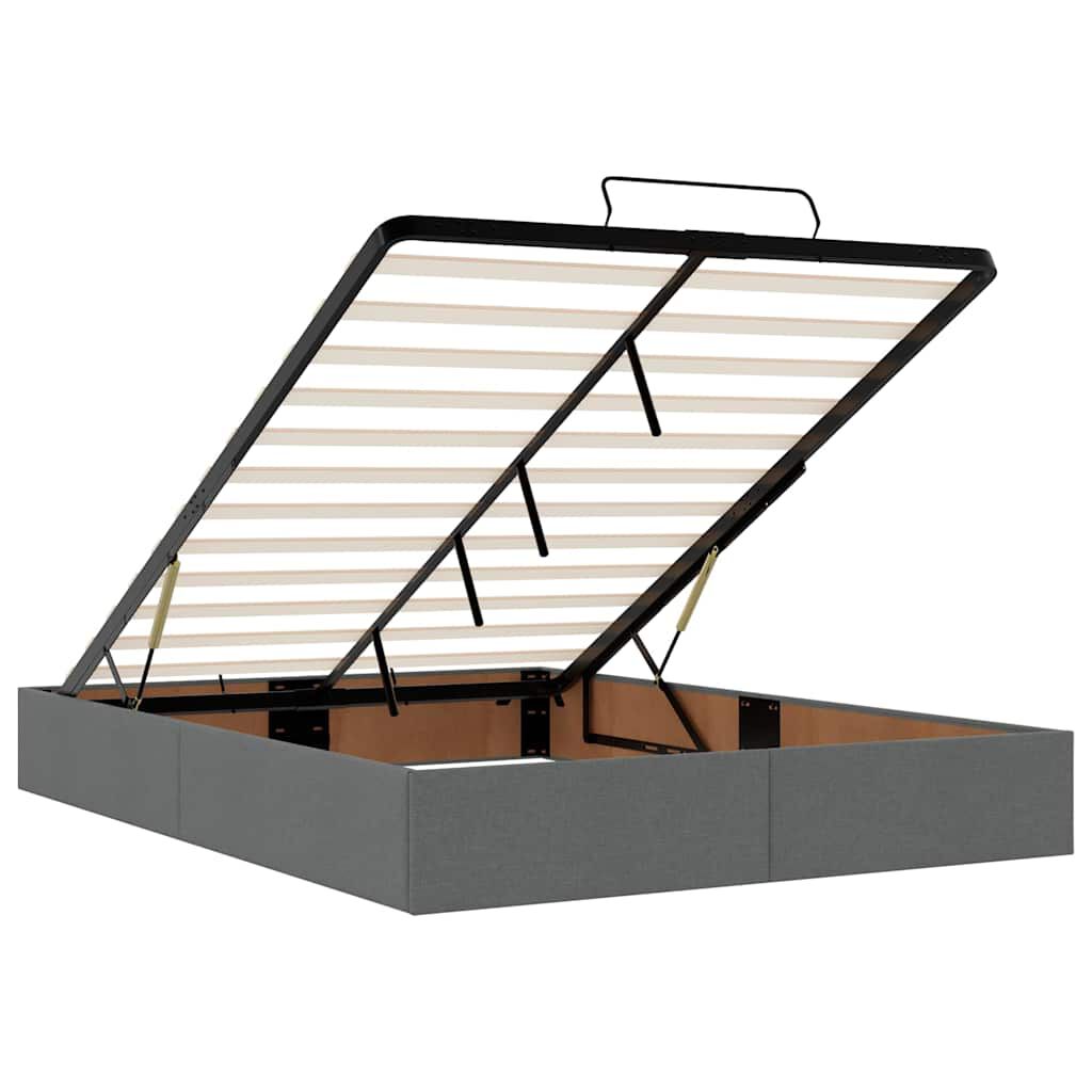 vidaXL Οθωμανικό κρεβάτι με στρώμα & LEDs Σκούρο γκρι 140x200cm Ύφασμα
