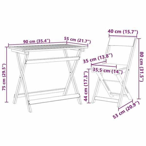 vidaXL Σετ μπιστρό 5 pcs Καφέ Μασίφ ξύλο ακακίας