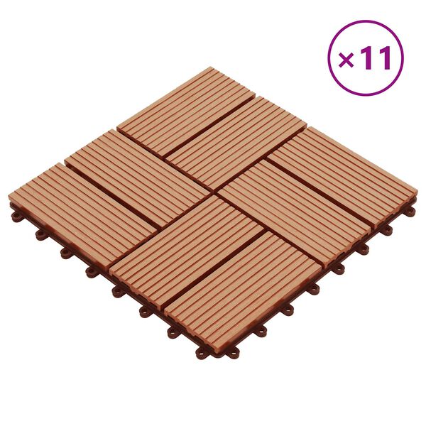 vidaXL &Pi;&lambda;ά&kappa;&alpha; &Kappa;&alpha;&tau;&alpha;&sigma;&kappa;&epsilon;&upsilon;ή&sigmaf; 11 pcs &Xi;ύ&lambda;&omicron; teak 30 x 30 cm WPC