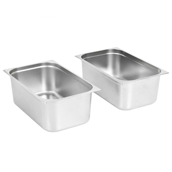 vidaXL Λεκάνες Gastronorm 2 τεμ. GN 1/1 200 χιλ. από Ανοξείδωτο Ατσάλι