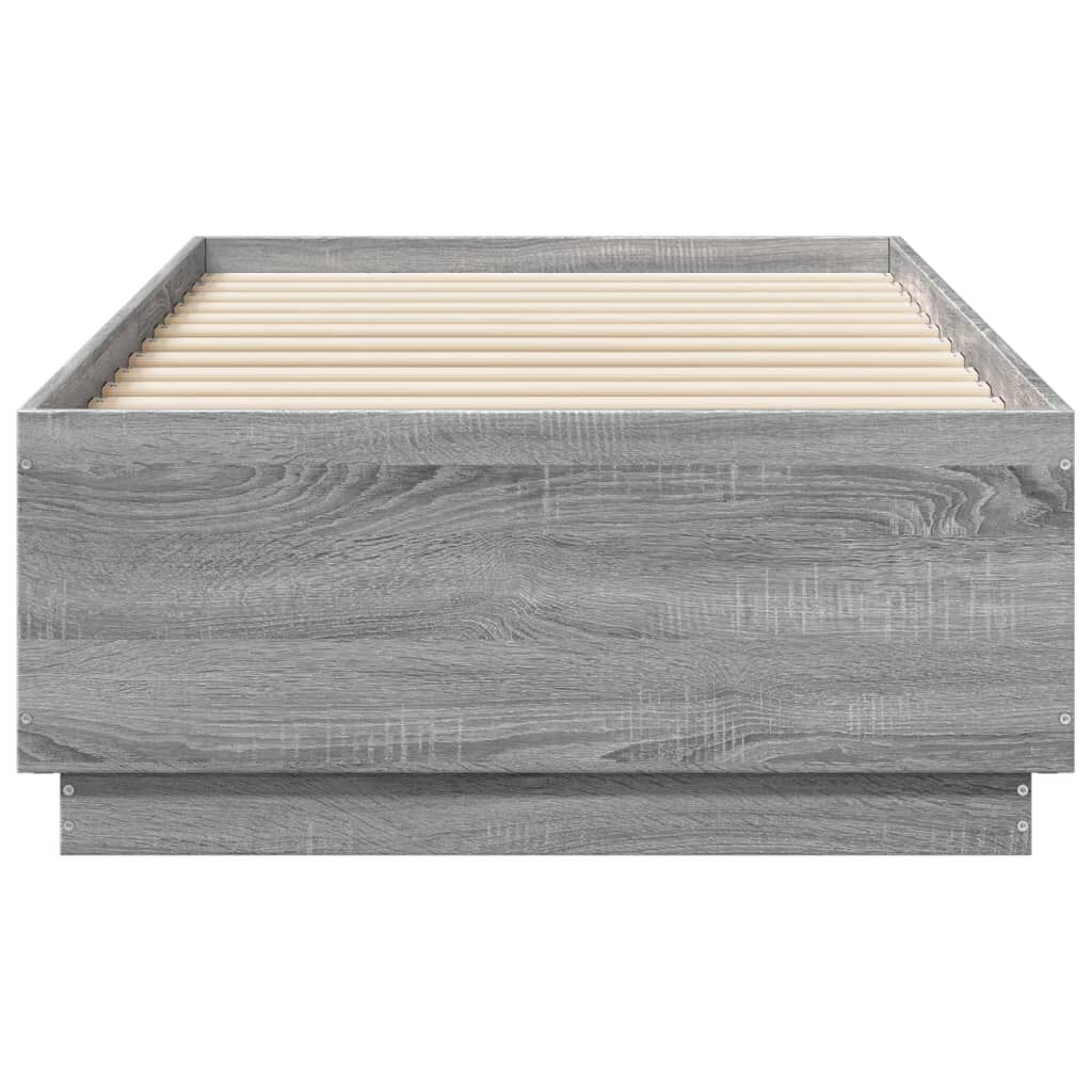 vidaXL Πλαίσιο Κρεβατιού με LED Γκρι Sonoma 90 x 190 εκ. Επεξεργ. Ξύλο