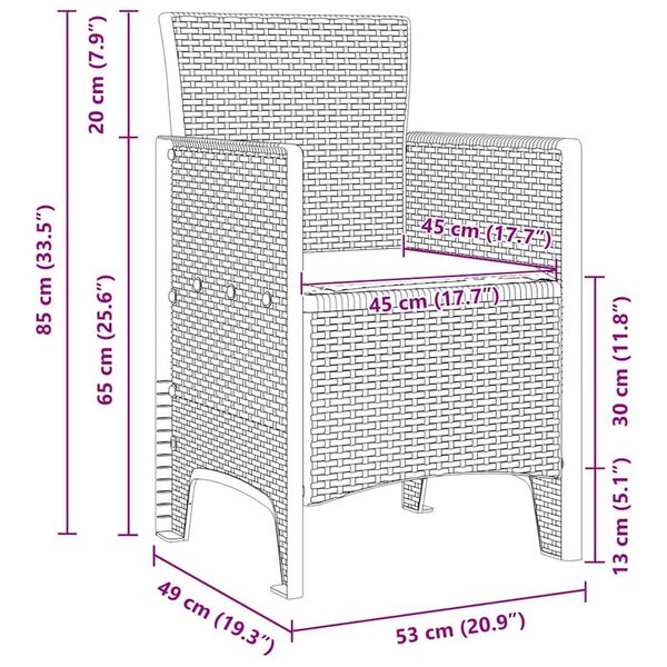 vidaXL Καρέκλα Κήπου 2 pcs Ανοιχτό γκρι 53 x 49 x 85 εκ. PP