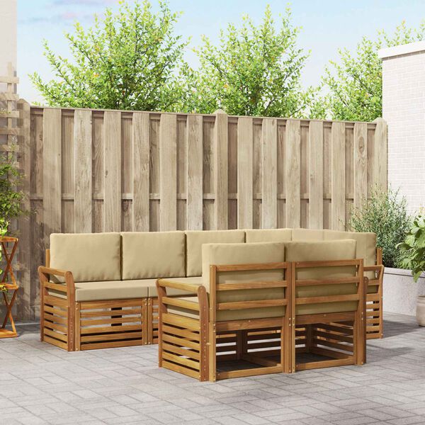 vidaXL &Sigma;&epsilon;&tau; &Kappa;&alpha;&nu;&alpha;&pi;έ 7 pcs &Phi;&upsilon;&sigma;&iota;&kappa;ό &kappa;&alpha;&iota; &Mu;&pi;&epsilon;&zeta; &Sigma;&tau;&epsilon;&rho;&epsilon;ό &Xi;ύ&lambda;&omicron; &Alpha;&kappa;&alpha;&kappa;ί&alpha;&sigmaf;