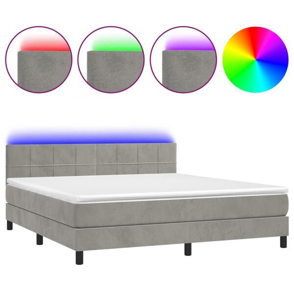 vidaXL &Kappa;&rho;&epsilon;&beta;ά&tau;&iota; Boxspring &mu;&epsilon; &Sigma;&tau;&rho;ώ&mu;&alpha; & LED &Alpha;&nu;.&Gamma;&kappa;&rho;&iota; 160x200 &epsilon;&kappa;. &Beta;&epsilon;&lambda;&omicron;ύ&delta;&iota;&nu;&omicron;