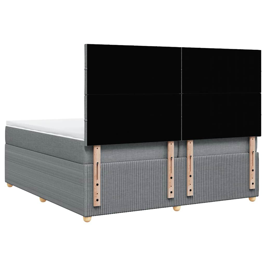 vidaXL Κρεβάτι Boxspring με Στρώμα Ανοιχτό Γκρι 200x200 εκ. Υφασμάτινο
