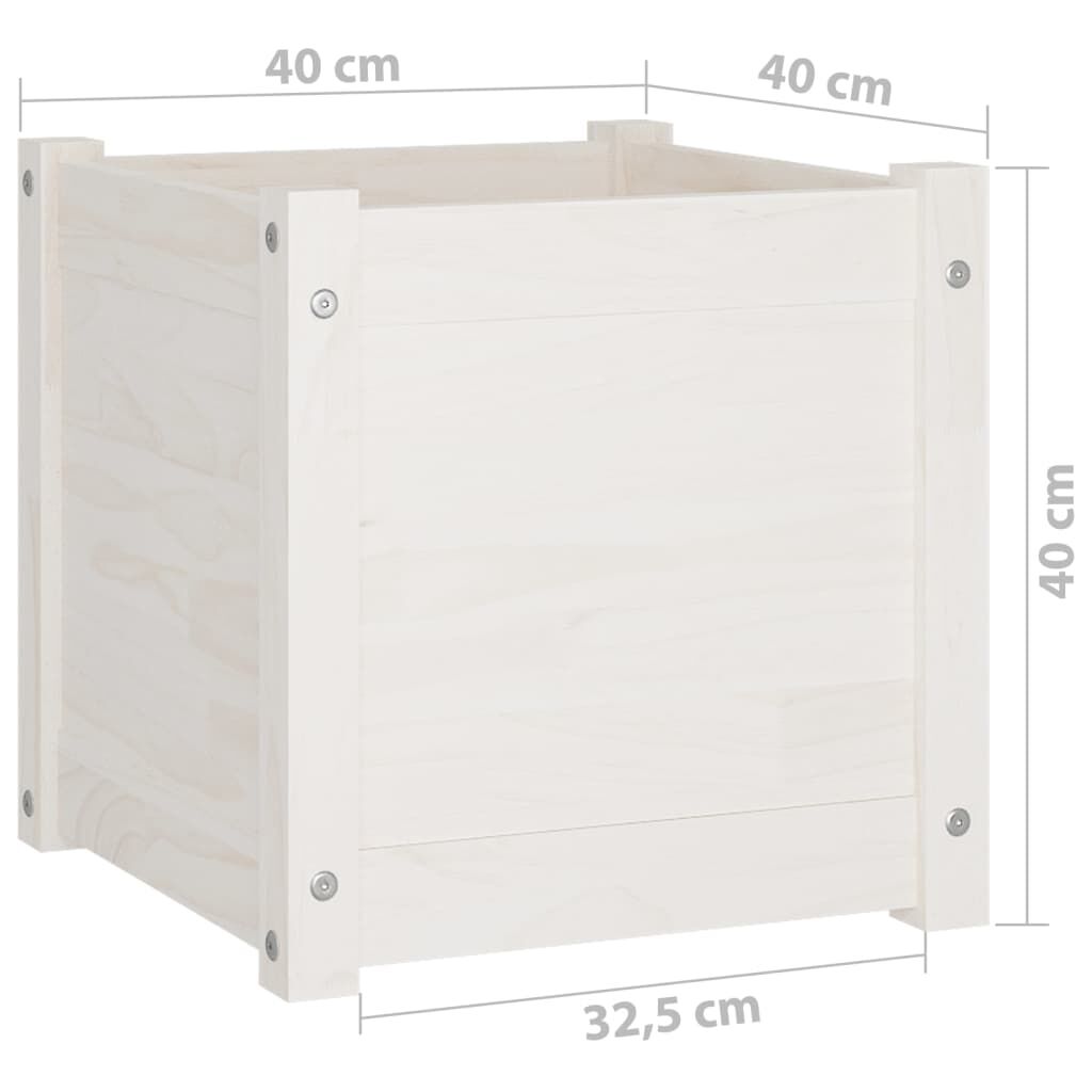 vidaXL Ζαρντινιέρα Λευκή 40 x 40 x 40 εκ. από Μασίφ Ξύλο Πεύκου
