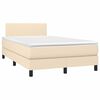 vidaXL Κρεβάτι Boxspring με Στρώμα & LED Κρεμ 120x200 εκ. Υφασμάτινο