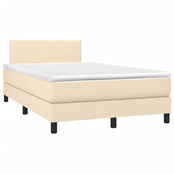 vidaXL Κρεβάτι Boxspring με Στρώμα & LED Κρεμ 120x200 εκ. Υφασμάτινο