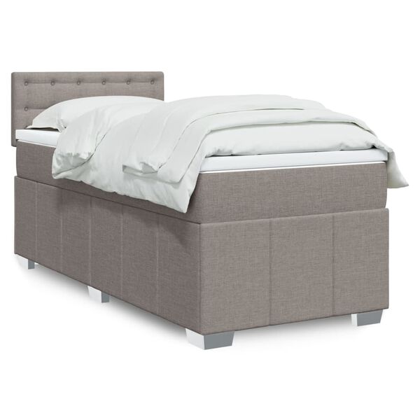 vidaXL &Kappa;&rho;&epsilon;&beta;ά&tau;&iota; Boxspring &mu;&epsilon; &Sigma;&tau;&rho;ώ&mu;&alpha; Taupe 90x200 &epsilon;&kappa;. &Upsilon;&phi;&alpha;&sigma;&mu;ά&tau;&iota;&nu;&omicron;