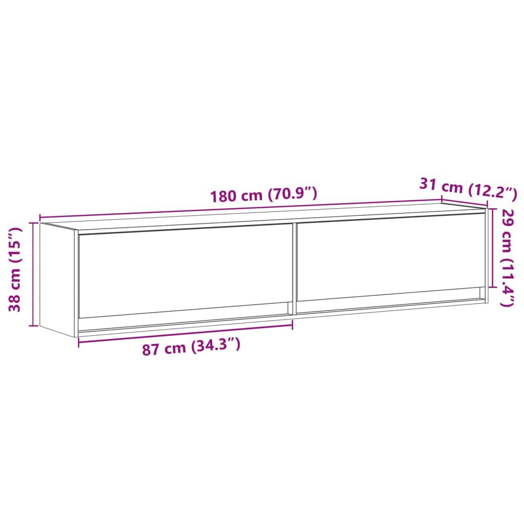vidaXL Έπιπλο Τοίχου Τηλεόρασης με LED Sonoma Δρυς 180x31x38 εκ.