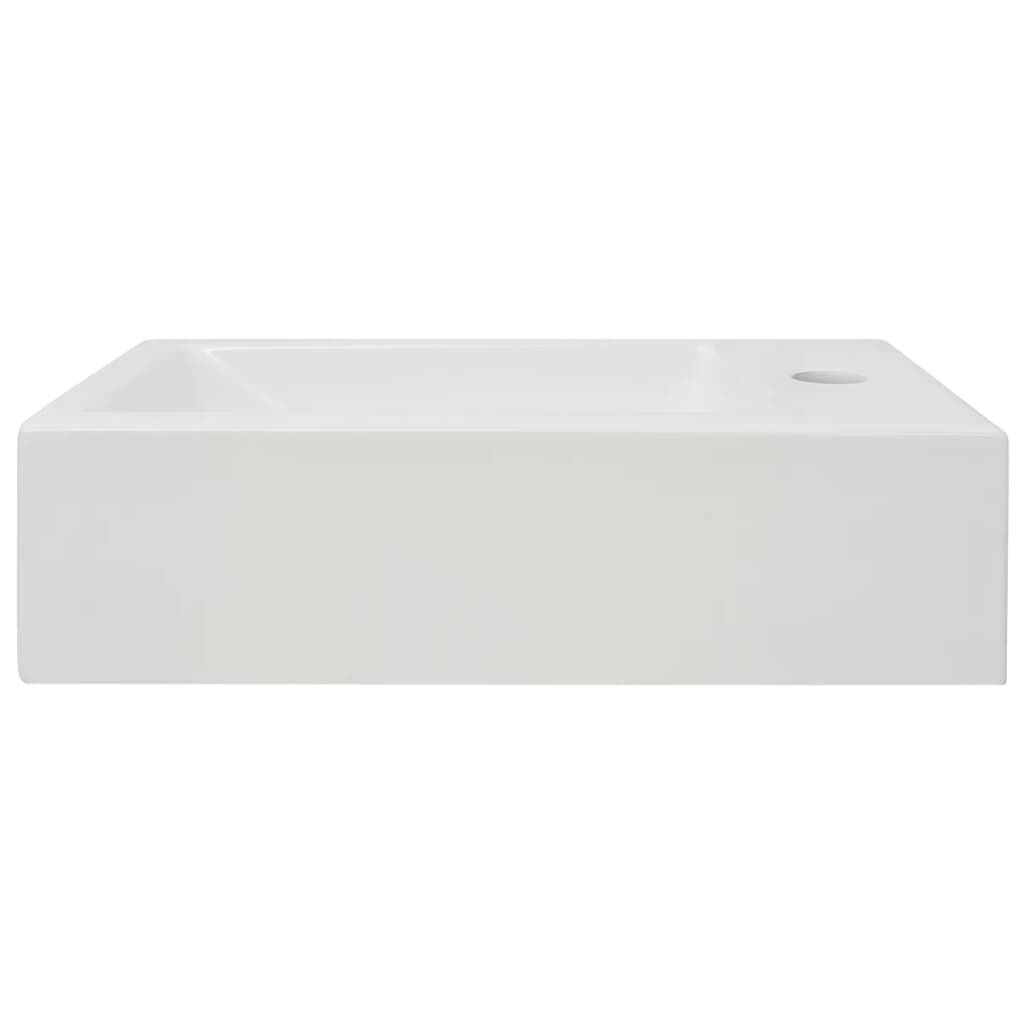 vidaXL Νιπτήρας Ορθογώνιος Οπή Βρύσης Λευκός 46x25,5x12 εκ. Κεραμικός
