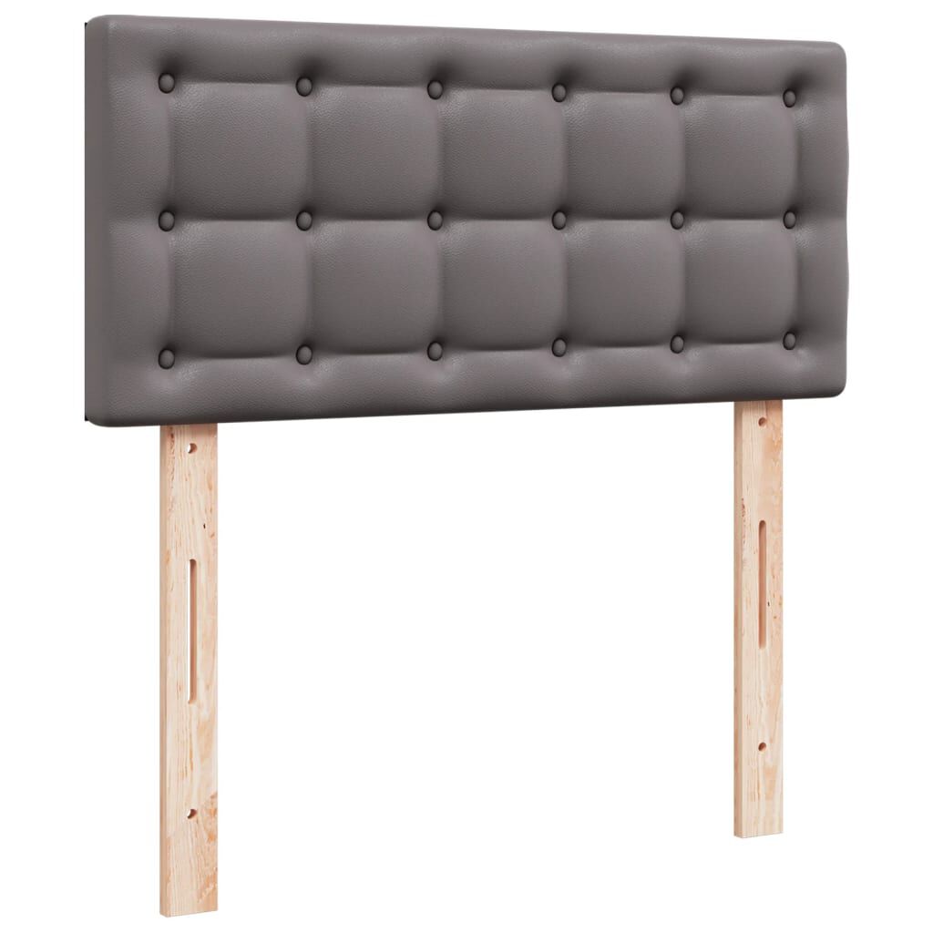 vidaXL Κρεβάτι Boxspring με Στρώμα Γκρι 100x200εκ. από Συνθετικό Δέρμα