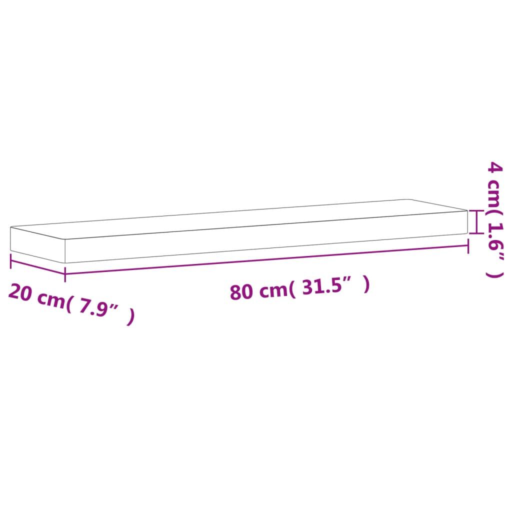 vidaXL Ράφι Τοίχου 80x20x4 εκ. από Μασίφ Ξύλο Οξιάς