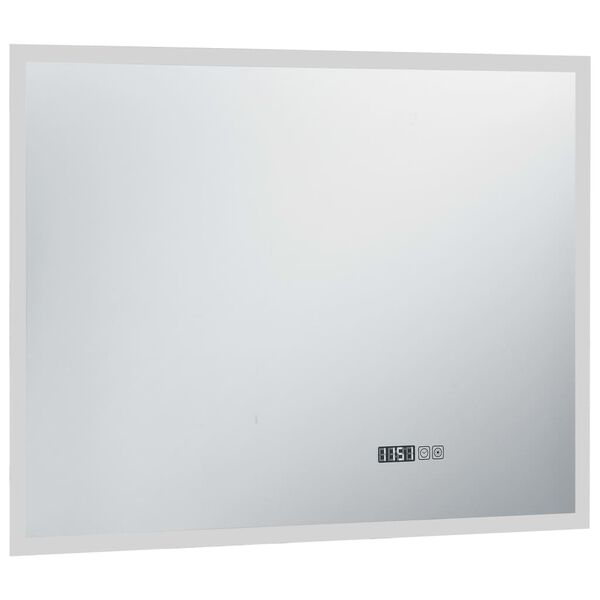 vidaXL Καθρέφτης Μπάνιου με LED/Αισθητήρα Αφής και Οθόνη Ώρας 80x60εκ.