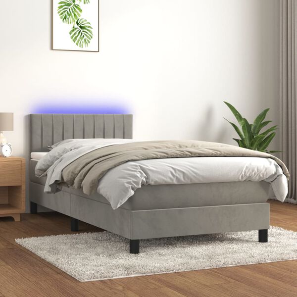 vidaXL &Kappa;&rho;&epsilon;&beta;ά&tau;&iota; Boxspring &mu;&epsilon; &Sigma;&tau;&rho;ώ&mu;&alpha; & LED &Alpha;&nu;.&Gamma;&kappa;&rho;&iota; 90x200 &epsilon;&kappa;. &Beta;&epsilon;&lambda;&omicron;ύ&delta;&iota;&nu;&omicron;