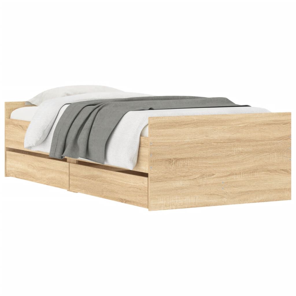 vidaXL Πλαίσιο Κρεβατιού με Συρτάρια Sonoma δρυς 90x200 εκ.