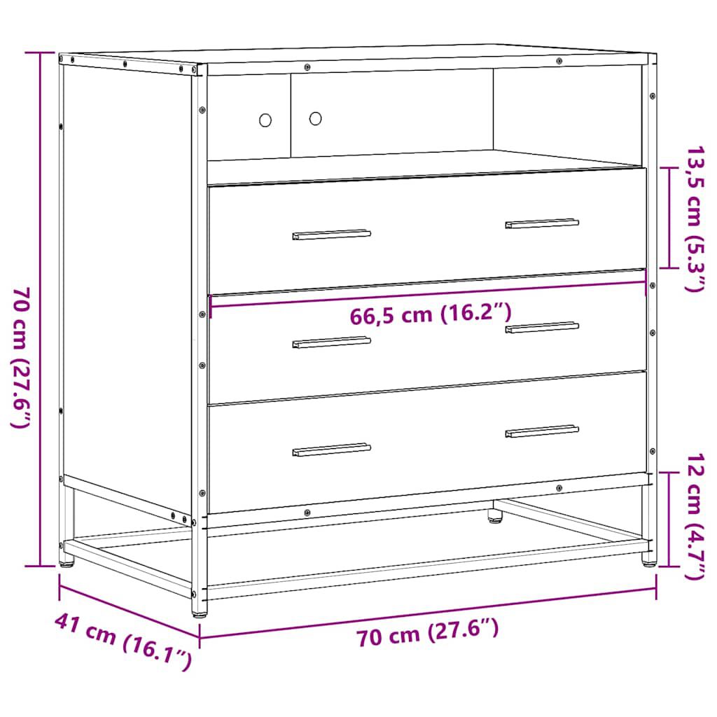 vidaXL Συρταριέρα Sonoma Δρυς 70x41x70 εκ. από Επεξεργασμένο Ξύλο