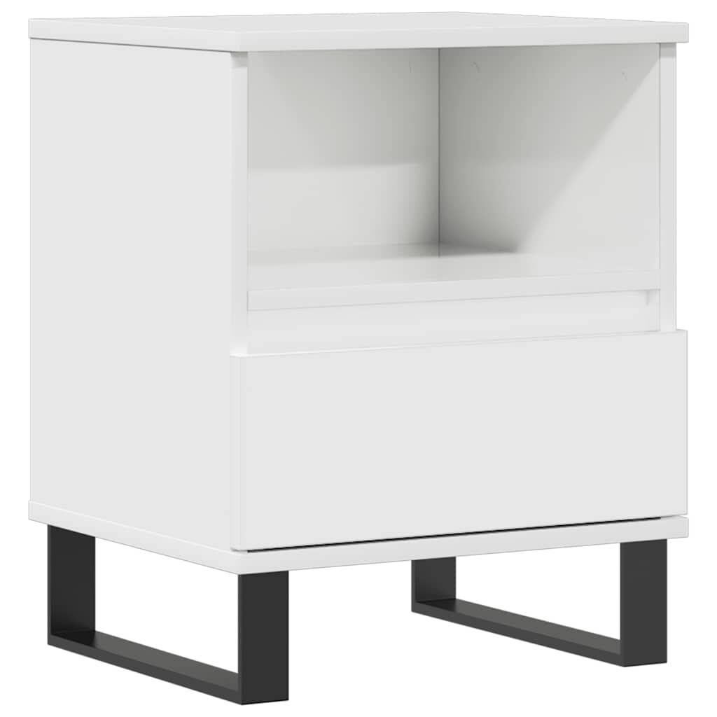 vidaXL Κομοδίνο Γυαλ. Λευκό 40 x 35 x 50 εκ. από Επεξεργασμένο Ξύλο