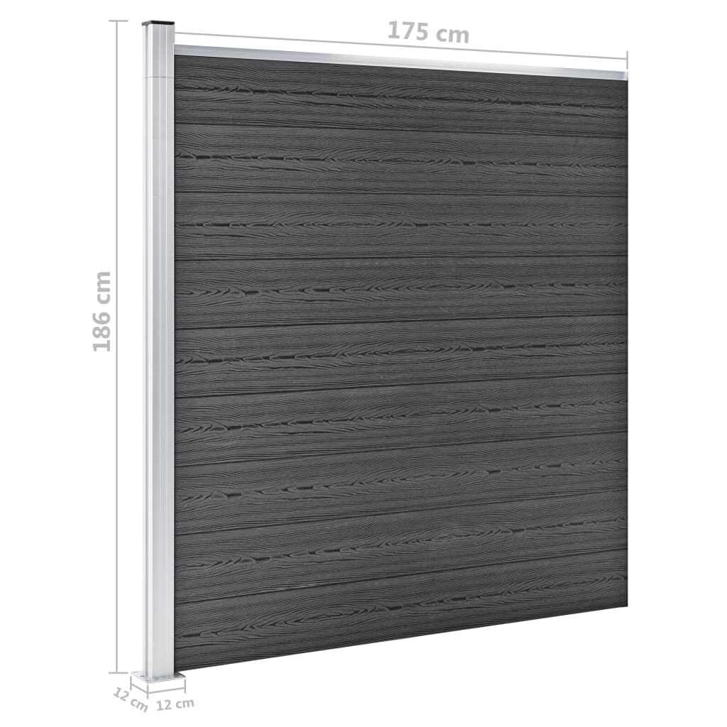 vidaXL Σετ Πάνελ Περίφραξης Μαύρο 872 x 186 εκ. από WPC