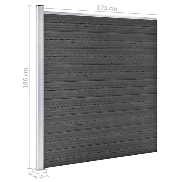vidaXL Σετ Πάνελ Περίφραξης Μαύρο 872 x 186 εκ. από WPC