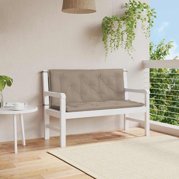 vidaXL Μαξιλάρι Πάγκου Κήπου Taupe 120x(50+50)x7 εκ. Ύφασμα Oxford
